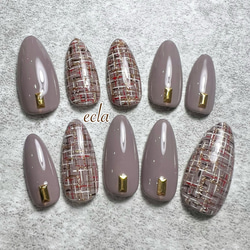 ［111］ツイード/グレージュ/ゴールド/秋色/スモーキーカラー/くすみカラー 2枚目の画像