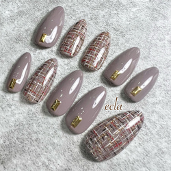 ［111］ツイード/グレージュ/ゴールド/秋色/スモーキーカラー/くすみカラー 1枚目の画像