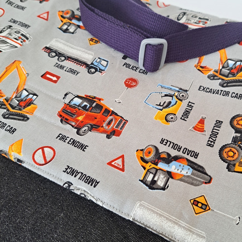 ☆新発売☆働く車柄のショルダータイプ絵本袋・図書袋/通園かばん  