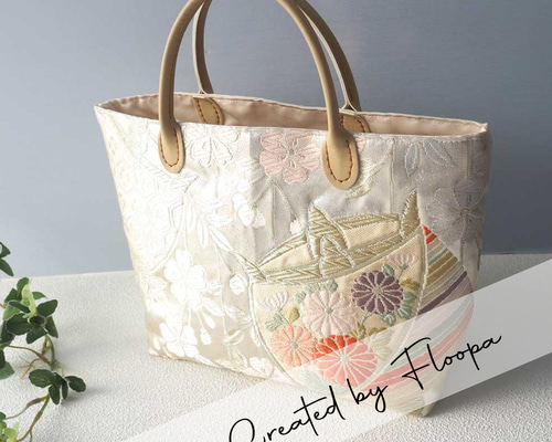 花ぷらら・洋服でも着物でも使える・ハンドメイド・リメイク・がま口バック・帯・光沢 🌼花ぷらら・オリジナル・洋服でも着物でも使える・ハンドメイド