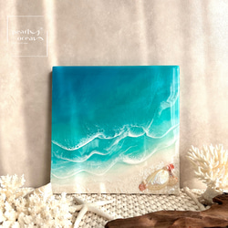 波間に流れるプルメリア 海レジンアート 波アート その他アート Pearly