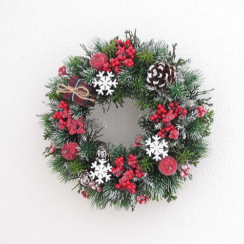 スノーチップ・ベリー・ギフトbox・木の実入りクリスマスリース