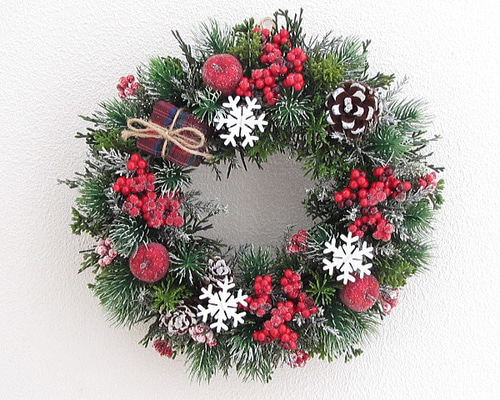 スノーチップ・ベリー・ギフトbox・木の実入りクリスマスリース 直径約
