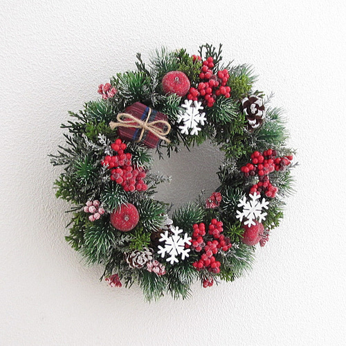 3.ポポラスベリー丸リース クリスマスリース プリザーブドフラワー 玄関 華やかな赤いバラ