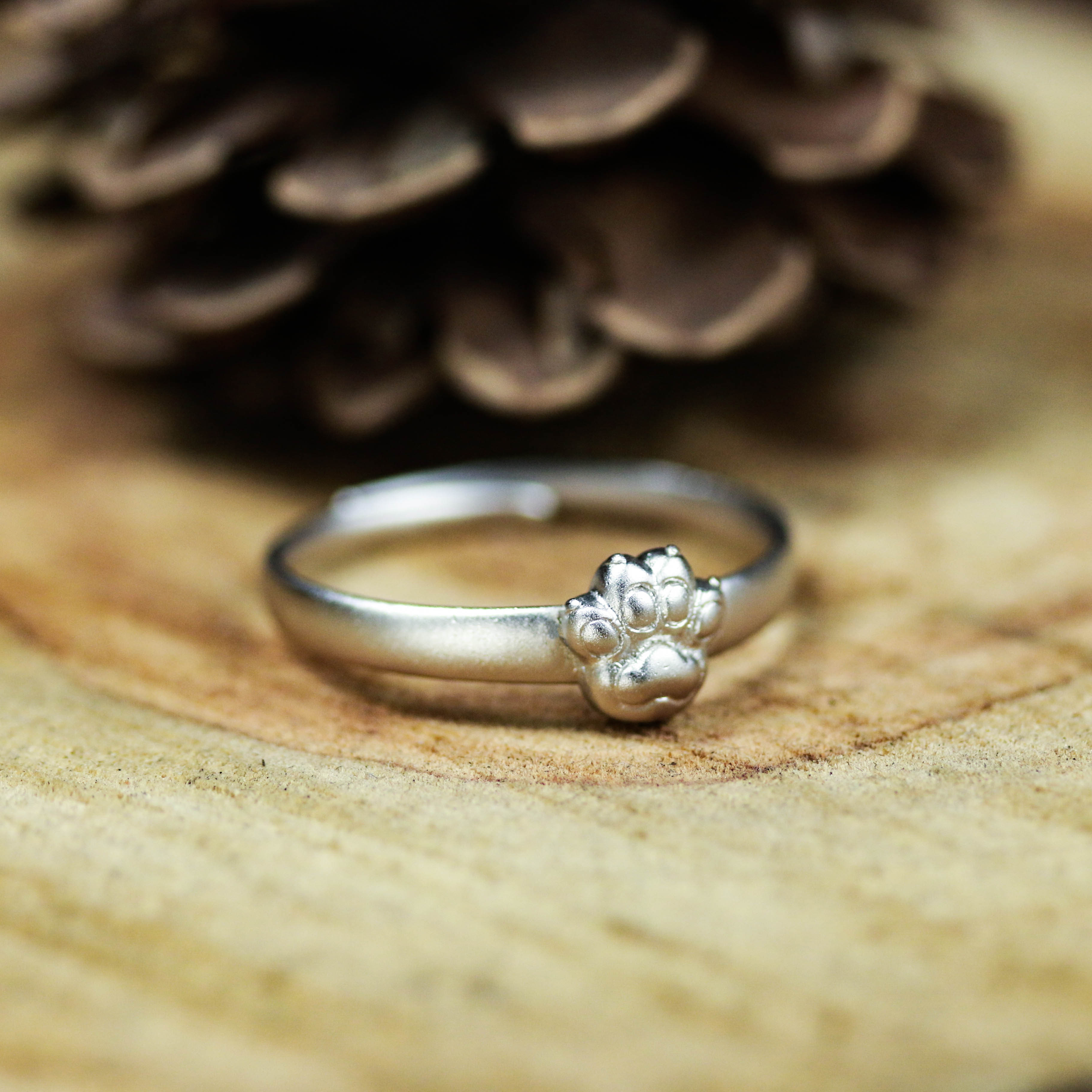 シルバーキャット肉球ハグリング子猫リングレディースガールズジュエリーギフトクリスマスプレゼントお母さん姉妹おばあちゃん猫