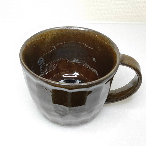 手作り陶器マグカップ ブラウン系 梶原慶治 マグカップ 鎬 ブラウン コーヒーカップ ティーカップ 陶芸