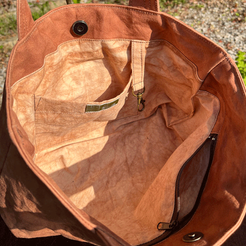 柿渋染め⭐愛しい端布色々継ぎ接ぎ=楽ちんゆったりもんぱん⑤ 柿渋染め=愛しい端布たち100g 57 - メルカリ