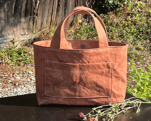 【新品未使用】★柿渋染 bag 80×48 カキシブゾメ FIELD STYLE 柿渋染め京都帆布バッグ(鞄)ラージトート「ヒッポポタムス
