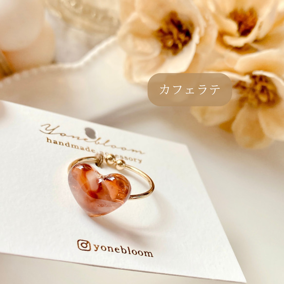 ꫛꫀꪝ✧‧˚ ラテハートリング サージカルステンレス レジンアクセサリー フリーサイズリング クリスマス プレゼント 4枚目の画像