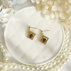 ♡送料無料♡ square×stone ピアス/イヤリング　ステンレス　樹脂ポスト　フック 3枚目の画像