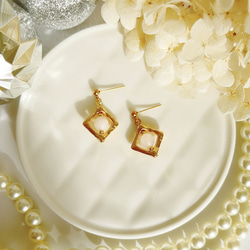 ♡送料無料♡ square×stone ピアス/イヤリング　ステンレス　樹脂ポスト　フック 5枚目の画像