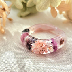 ボタニカル レジンリング ドライフラワー ブルーグリーン ハーバー