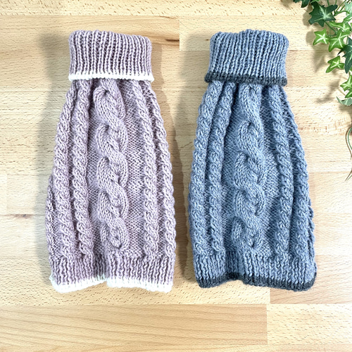 シンプル縄あみ犬服 手編みセーター」スモークカラー2色 ペット服