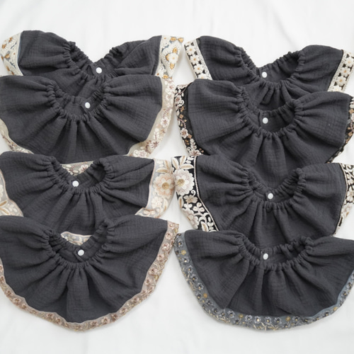 インド刺繍リボン スタイ ベビースタイ くしゅくしゅスタイ ポコポコ