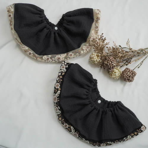 インド刺繍リボン スタイ ベビースタイ くしゅくしゅスタイ ポコポコ