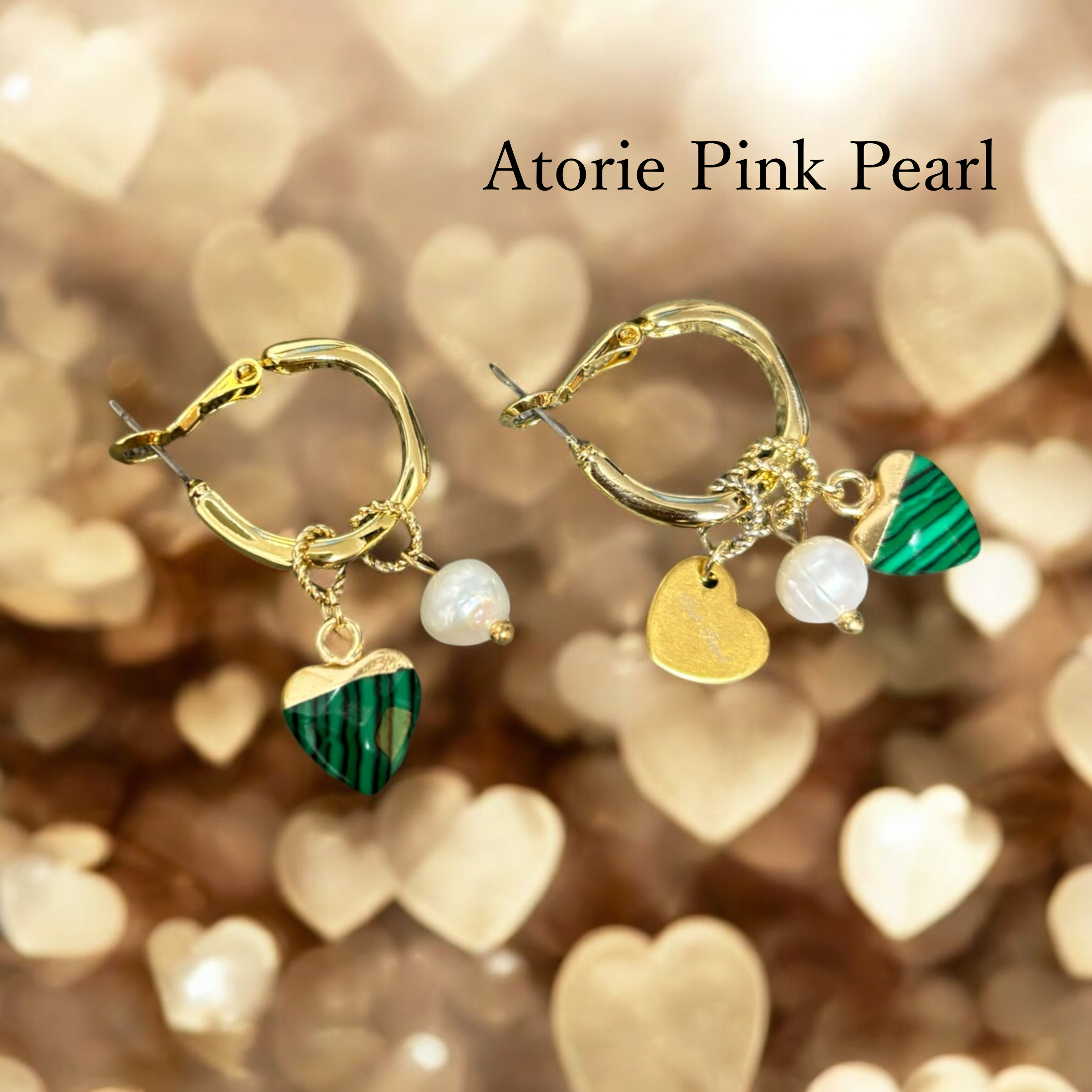 ✨マラカイトと淡水パールのフープピアス＊イヤリング✨ 4,200円