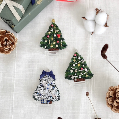 刺繍ミニクリスマスツリー【卓上タイプ】 クリスマスツリー Ribbit