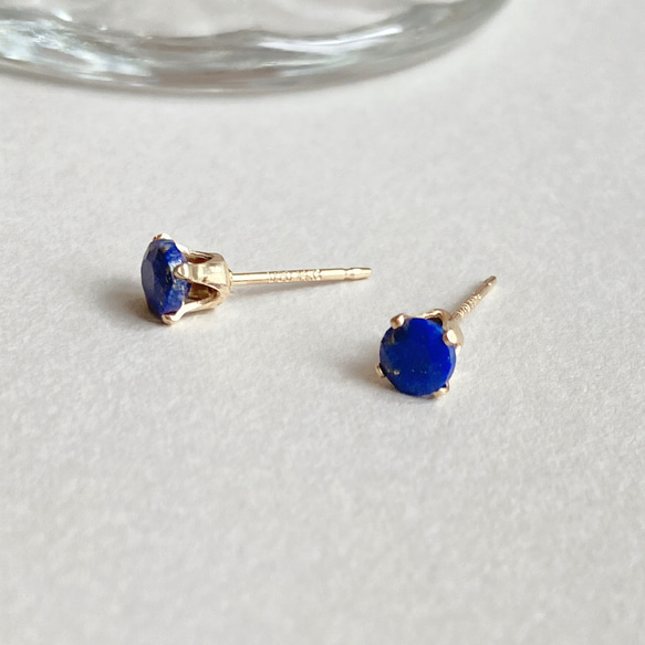 [14kgf] P58　ラピスラズリ　スタッド　ピアス 2枚目の画像