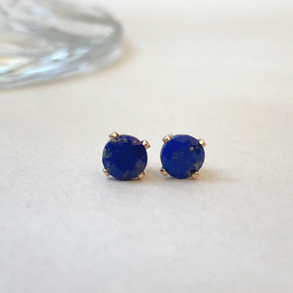 [14kgf] P58　ラピスラズリ　スタッド　ピアス 5枚目の画像