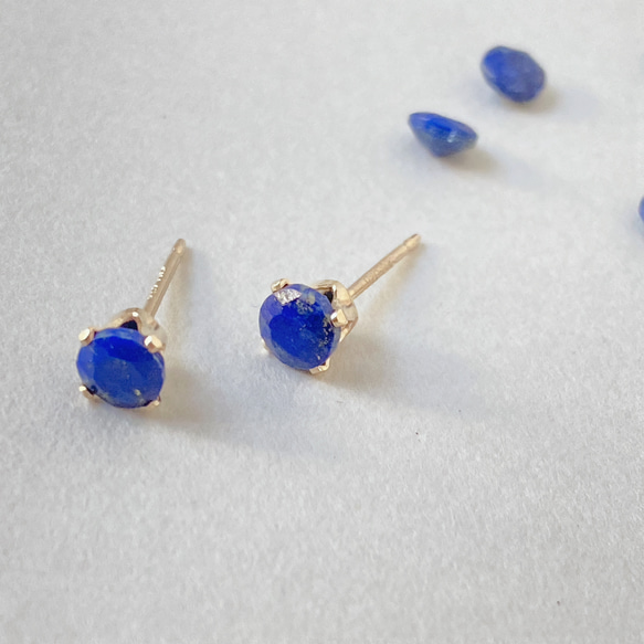 [14kgf] P58　ラピスラズリ　スタッド　ピアス 4枚目の画像