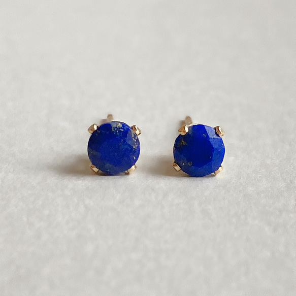 [14kgf] P58　ラピスラズリ　スタッド　ピアス 1枚目の画像