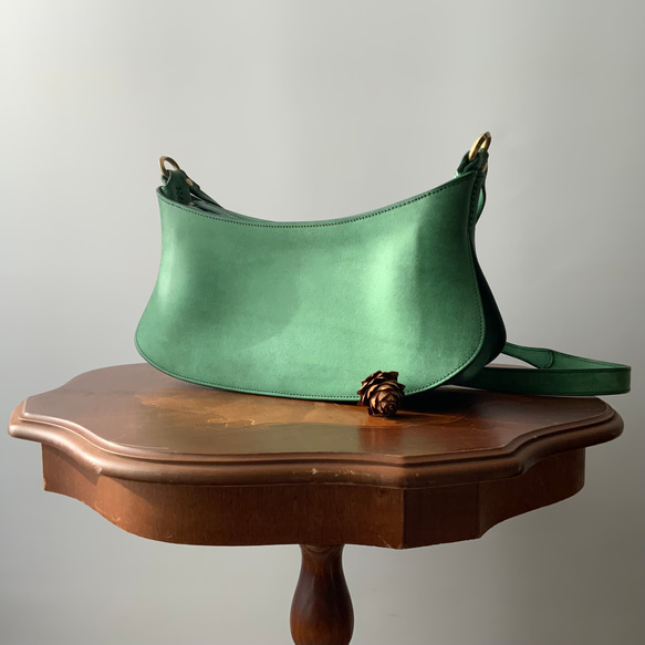 イタリアンレザーマルゴーブラウンミニバッグ レザークラフト