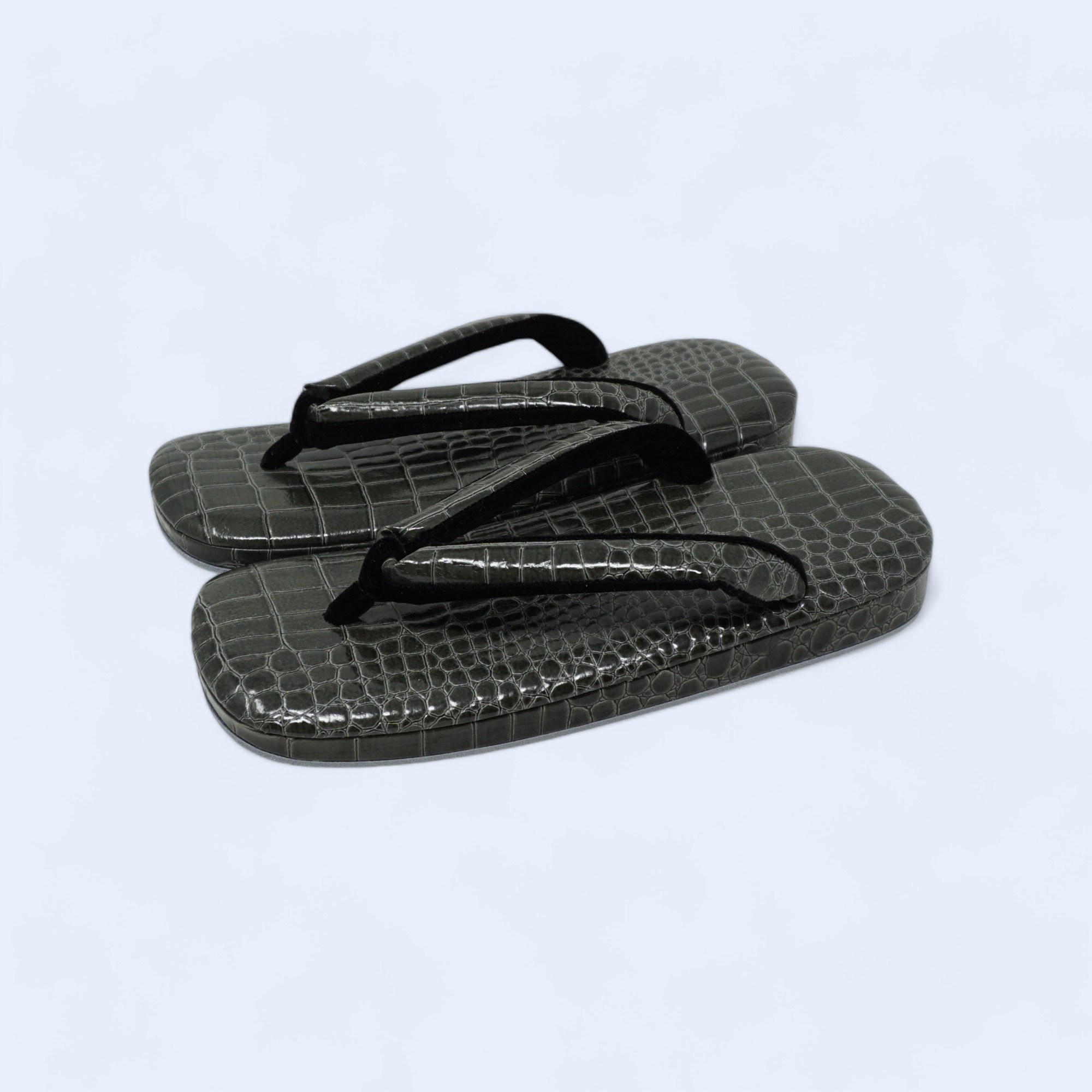 クロコ型押 本革草履6分通