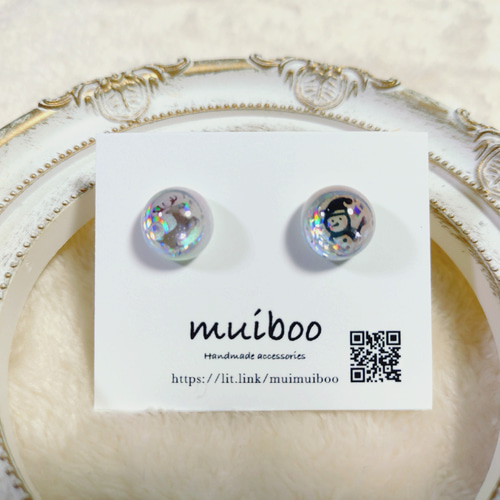 No.550-B　樹脂ポスト⭐レジンピアス⭐雪だるま(ブルー) No.550-B 樹脂ポスト⭐レジンピアス⭐雪だるま(ブルー) No.550-B 樹脂
