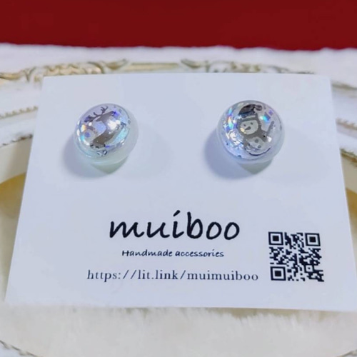 No.550-B　樹脂ポスト⭐レジンピアス⭐雪だるま(ブルー) chidori様 リピート 樹脂ピアス 3点 No.550-B 樹脂ポスト⭐レジンピアス⭐