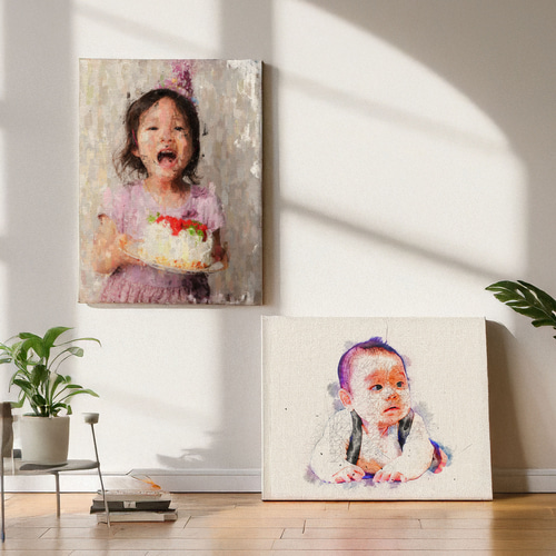 印象派油彩画】 お気に入りの写真をキャンバス画に 子供 キッズ