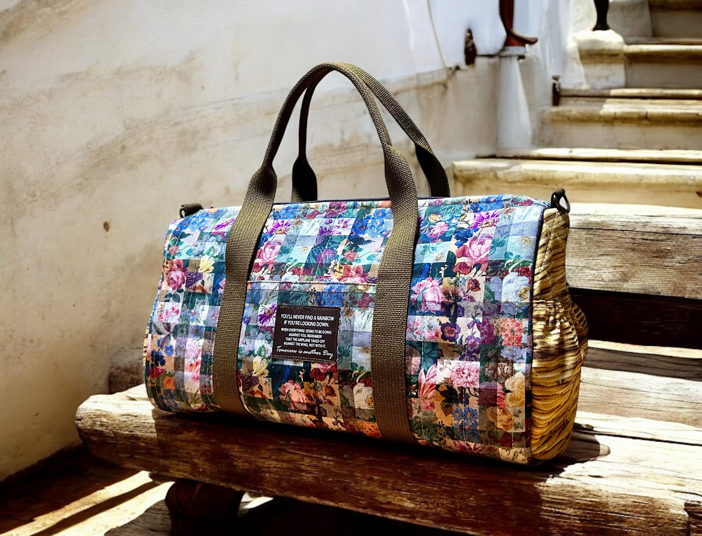 リバティ＜Archive Gingham＞アーカイブギンガム帆布＆バスケットキルト★2wayボストンバッグ★ミックス色