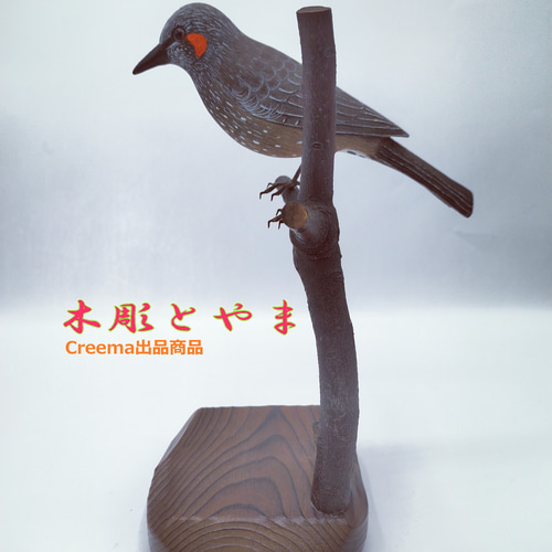 ヒヨドリ【木彫バードカービング】 立体・オブジェ 木彫とやま