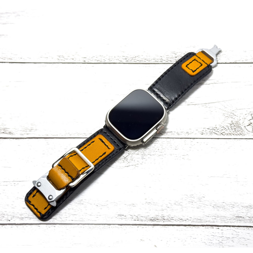 受注製作」 好きな色が選べる Apple Watch レザーバンド ワンタッチ
