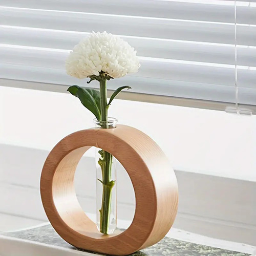 木製 花瓶 ガラス シンプル 高さ11.6cm フラワースタンド 生花 木製 花瓶 ガラス シンプル 高さ11.6cm フラワースタンド 生花