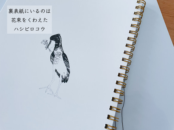 ハシビロコウと花束/リング綴じノート 4枚目の画像