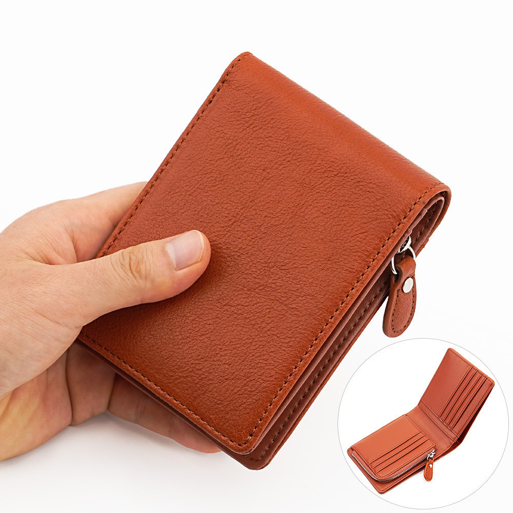 二つ折り財布　本革　ライトブラウン