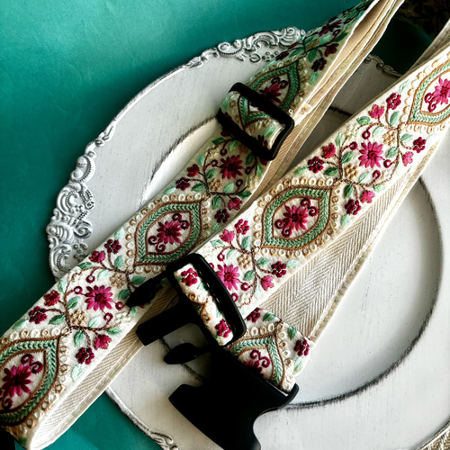 インド／インド刺繍リボン】スーツケースベルト インド刺繍リボン 調整