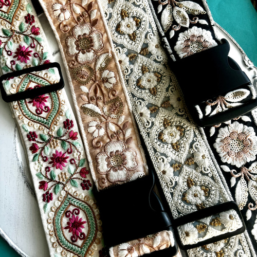 インド／インド刺繍リボン】スーツケースベルト 調整可最大2m トラベル