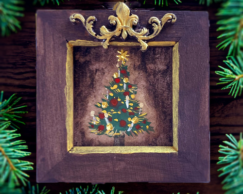 クリスマスツリーのオリジナル絵画 クリスマスツリーのオリジナル絵画；。 - メルカリ