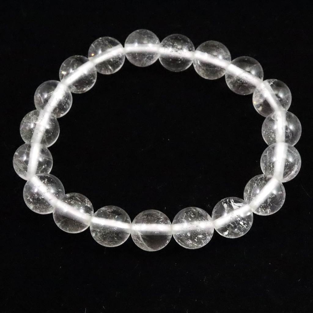 ネパール ヒマラヤ山脈 アンナプルナ産 水晶 10ミリ玉 水入り珠あり ブレスレット 28.4g #60774