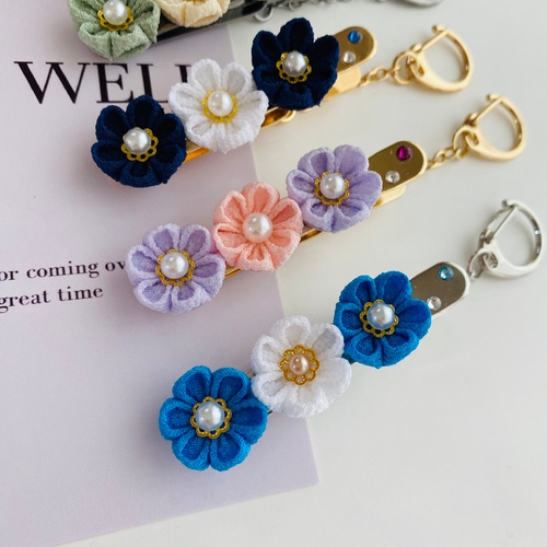 キークリップ キーホルダー じゃらじゃら つまみ細工 【H1