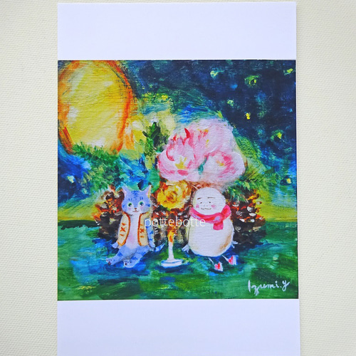 ✻ともしび / ポストカード / no.98｜ 絵 アート クリスマス 猫
