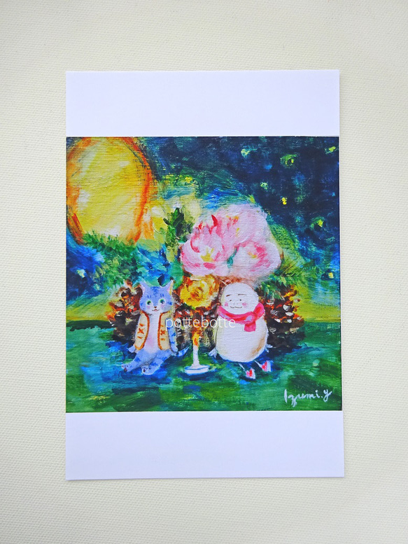 ✻ともしび / ポストカード / no.98｜ 絵 アート クリスマス 猫