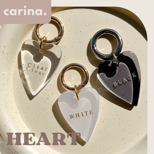 HEART 】 全3色 ハートチャーム ハート クリア キーホルダー