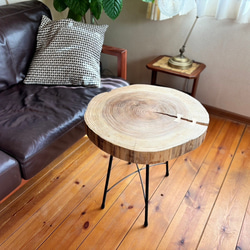 天然木 杉の切り株② アイアンテーブル コーヒーテーブル サイド
