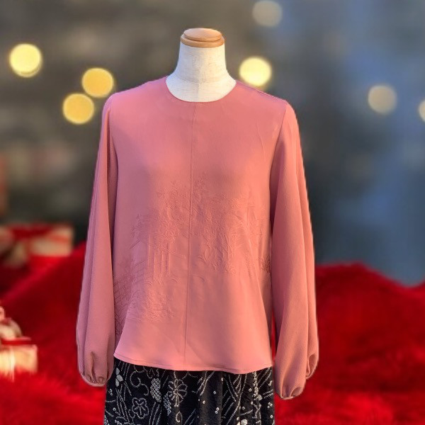 お袖ギャザーたっぷりのシルクブラウス⭐送料無料