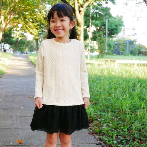 アランニット×チュールスカートワンピース 80〜120cm 子供服 Baby&Kids 