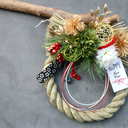 新作☆本しめ縄幸せマムお正月しめ縄飾りリース しめ縄・しめ飾り