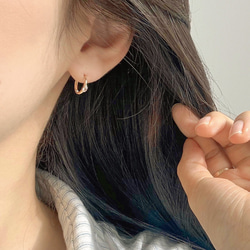 14K金 ゴールド 楕円形ストーンベゼル ヘリックス トラガス メンズ レディース フープ ピアス リング イヤリン 2枚目の画像