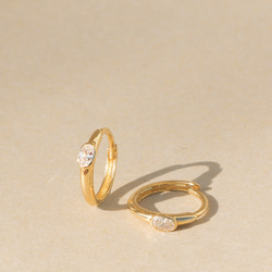 14K金 ゴールド 楕円形ストーンベゼル ヘリックス トラガス メンズ レディース フープ ピアス リング イヤリン 7枚目の画像